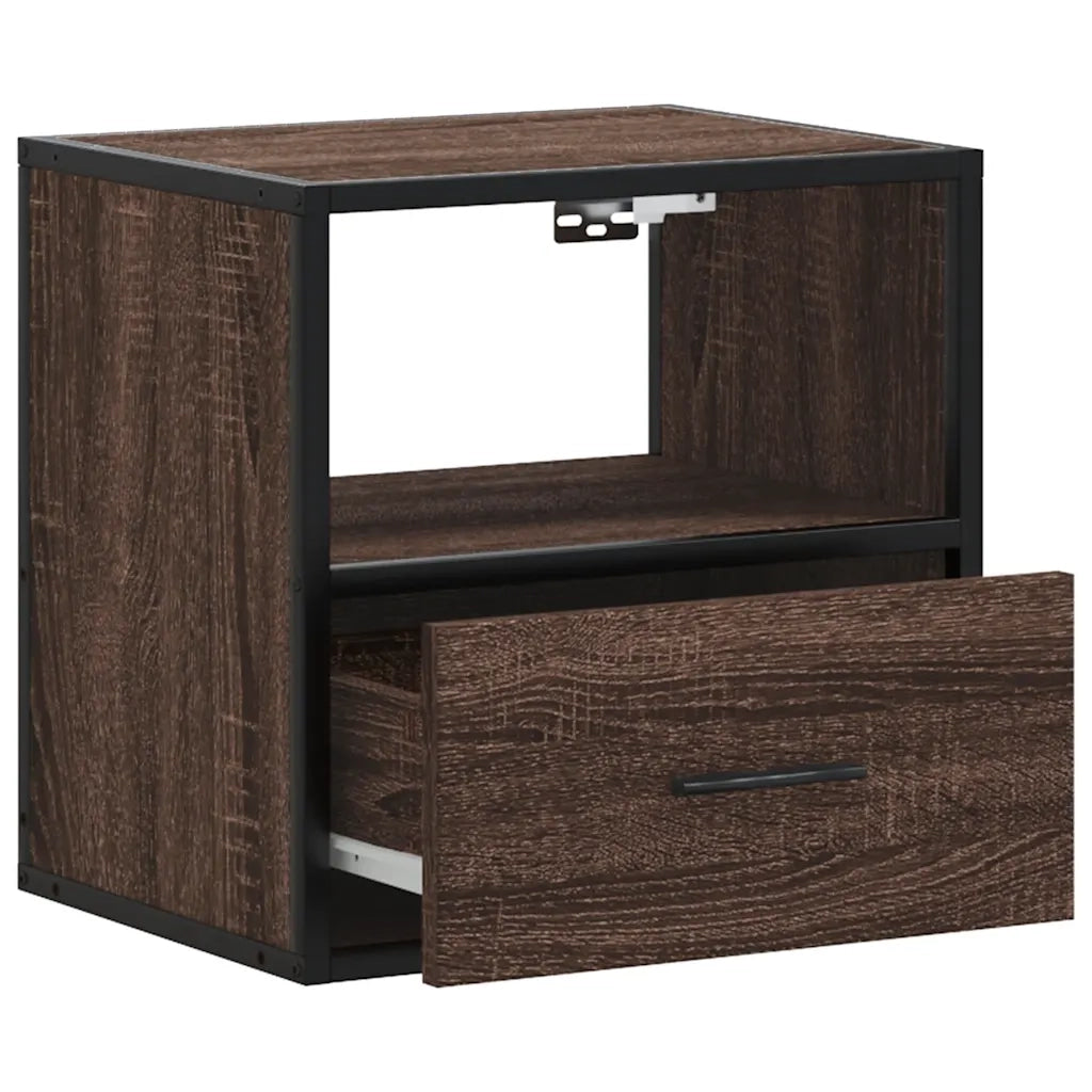 Comodino a Muro-Tavolino da notte sospeso Rovere Marrone 40x31x39,5 cm 516977