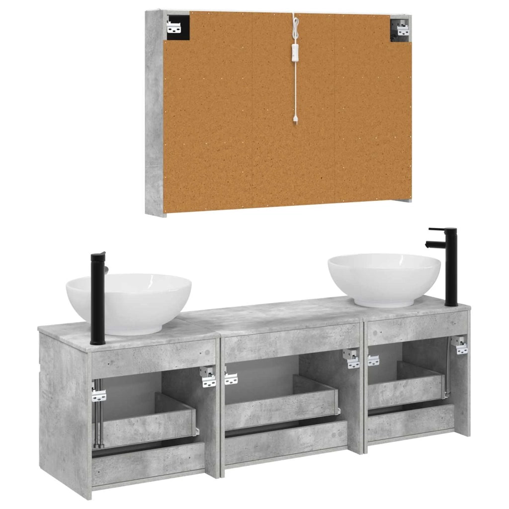 Set di Armadi da Bagno 4 pcs Grigio Cemento 3406626
