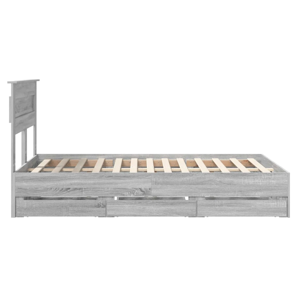 Struttura del letto con cassetto-Giroletto con contenitore-Rete del Letto Grigio Sonoma 120 x 190 cm 868223