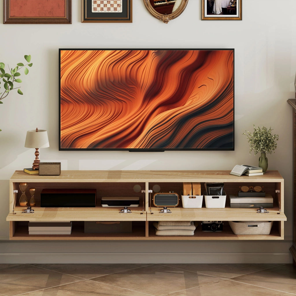 Mobile TV Sospeso ¨C zephmum ¨C Legno Naturale 140x32x31 cm