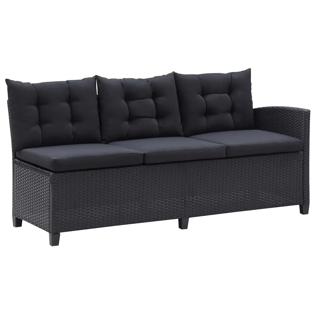 Set di mobili da esterno Nero polyrattan