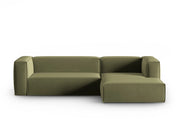 Cosmopolitan Design - Divano angolare destro "Mackay" 4 posti in velluto verde chiaro 