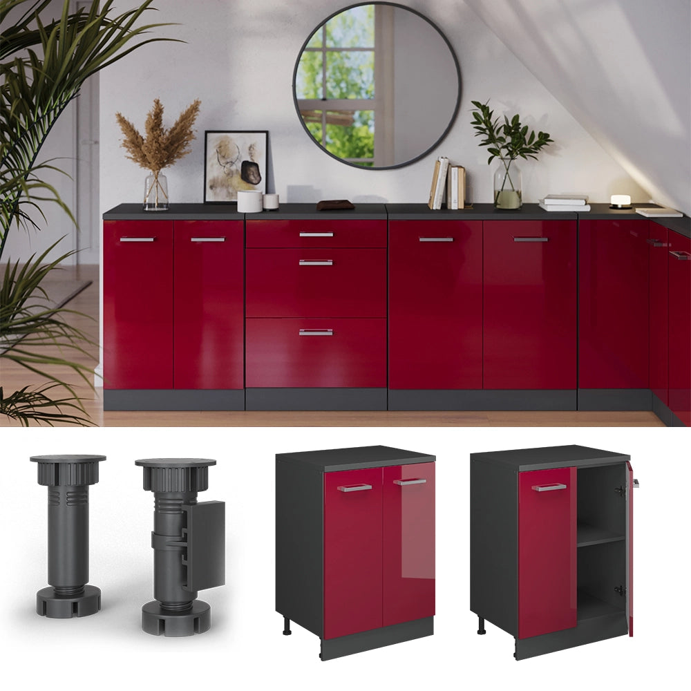 Mobile per mansarda Rion Rosso lucido/Antracite 60 x 83.8 cm senza inclinazione con 2 ante Vicco