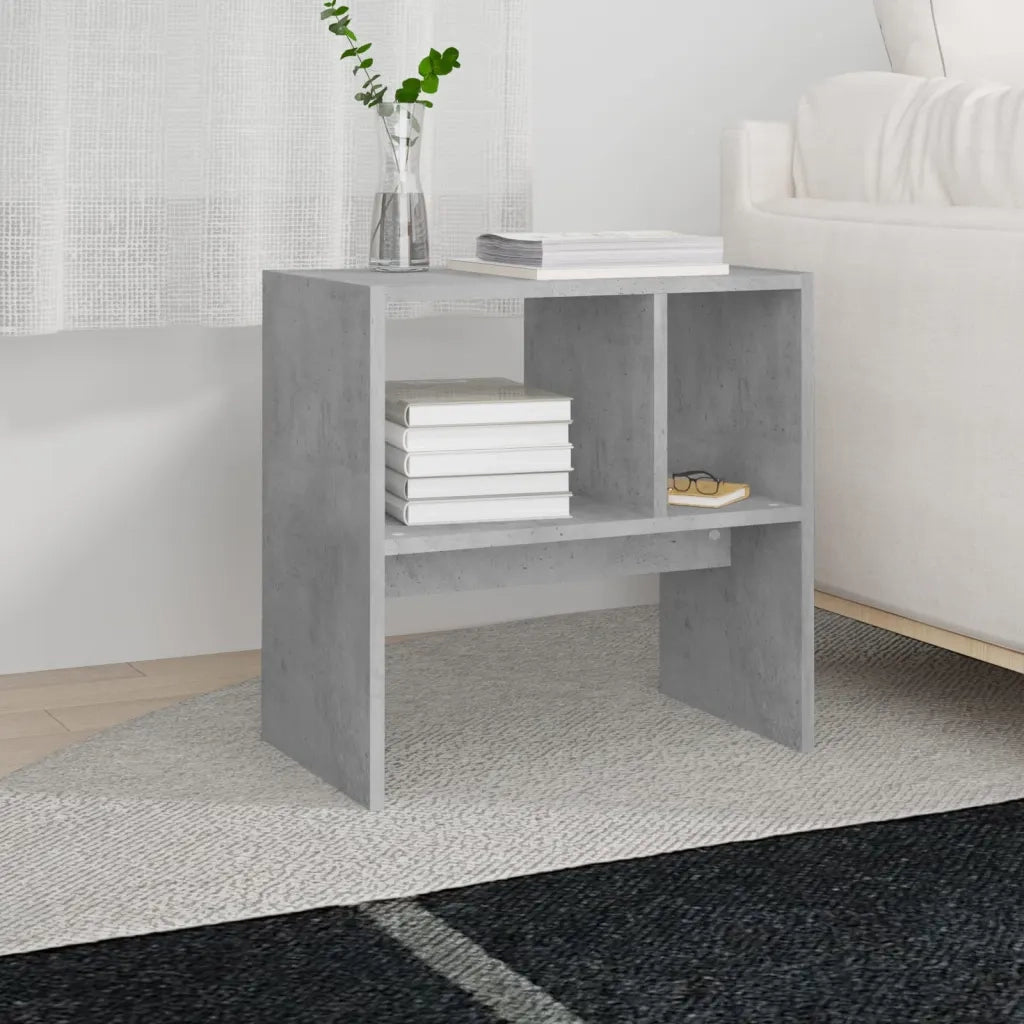 Tavolino Grigio Cemento 50x30x50 cm in Legno Multistrato 803024