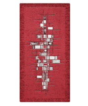 Tappeto moderno PIXEL ROSSO disegno arte contemporanea astratto geometrico, passatoia cucina multiuso lavabile in lavatrice e anti-scivolo cm.55x140