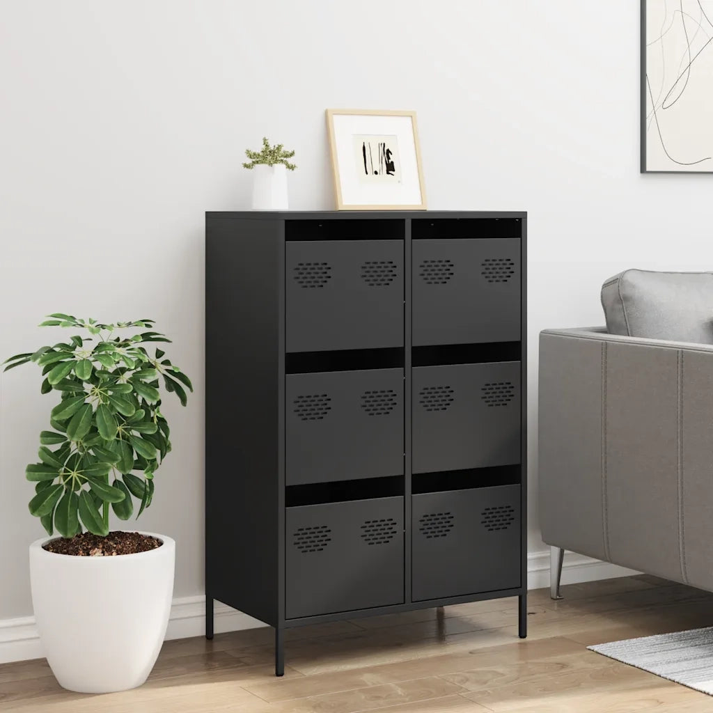 Credenza | Madia | Buffet da pranzo | Armadio da pranzo Nera 68x39x101,5 cm in Acciaio