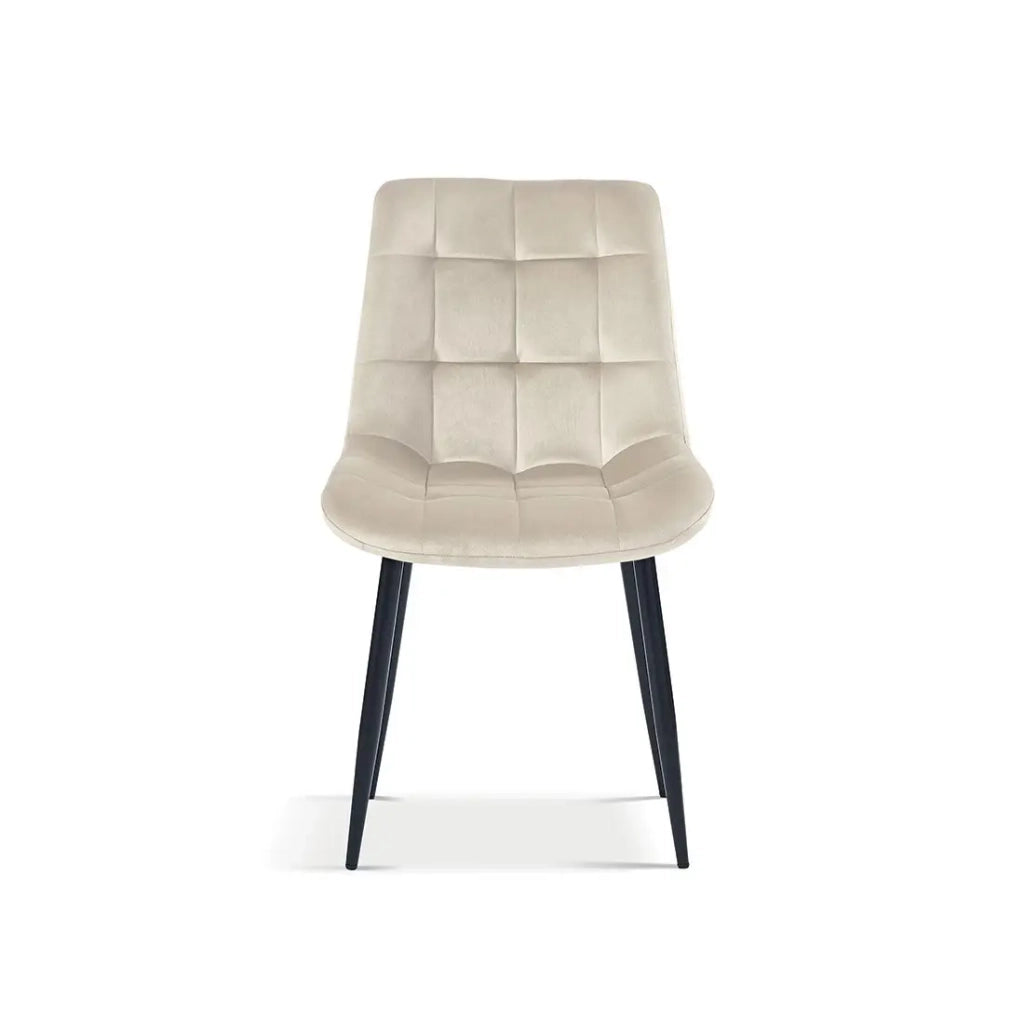 Sedia design KALI – Velluto beige e gambe in metallo