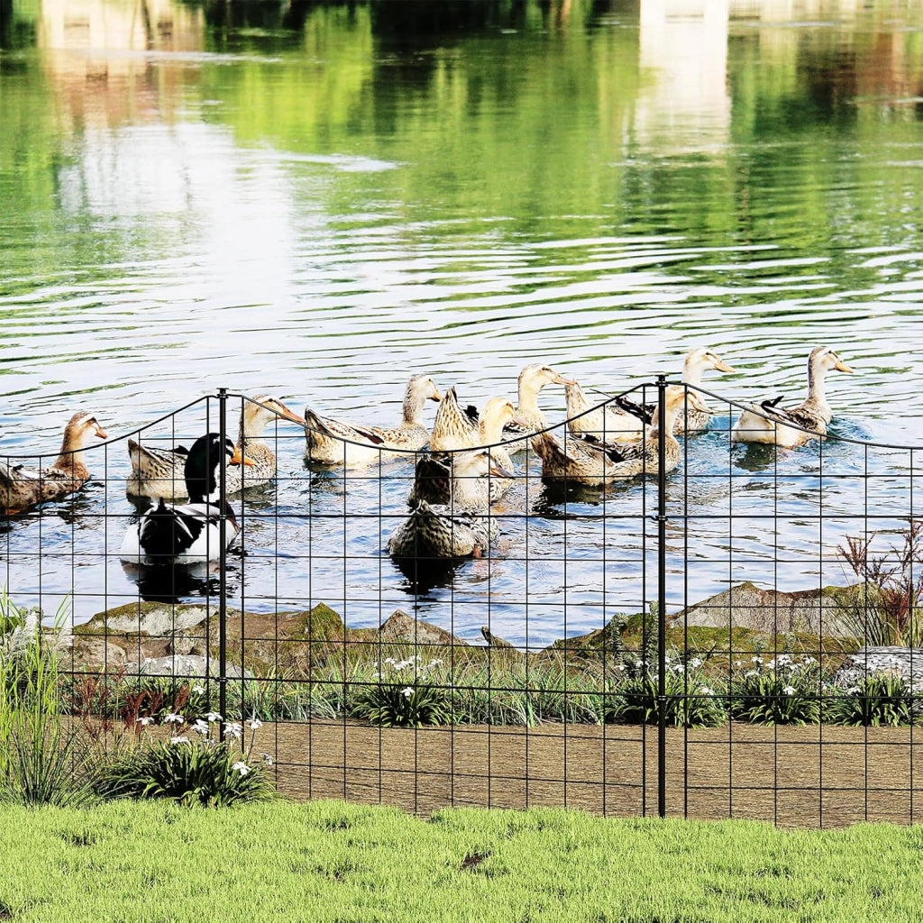 Recinzione Giardino, 10 Pannelli Recinti in Ferro, Recinzione Giardino Esterno con Picchetti, Rete per Recinzioni, Staccionata per Giardino, 64x70 cm, a Forma di Arco, Nero