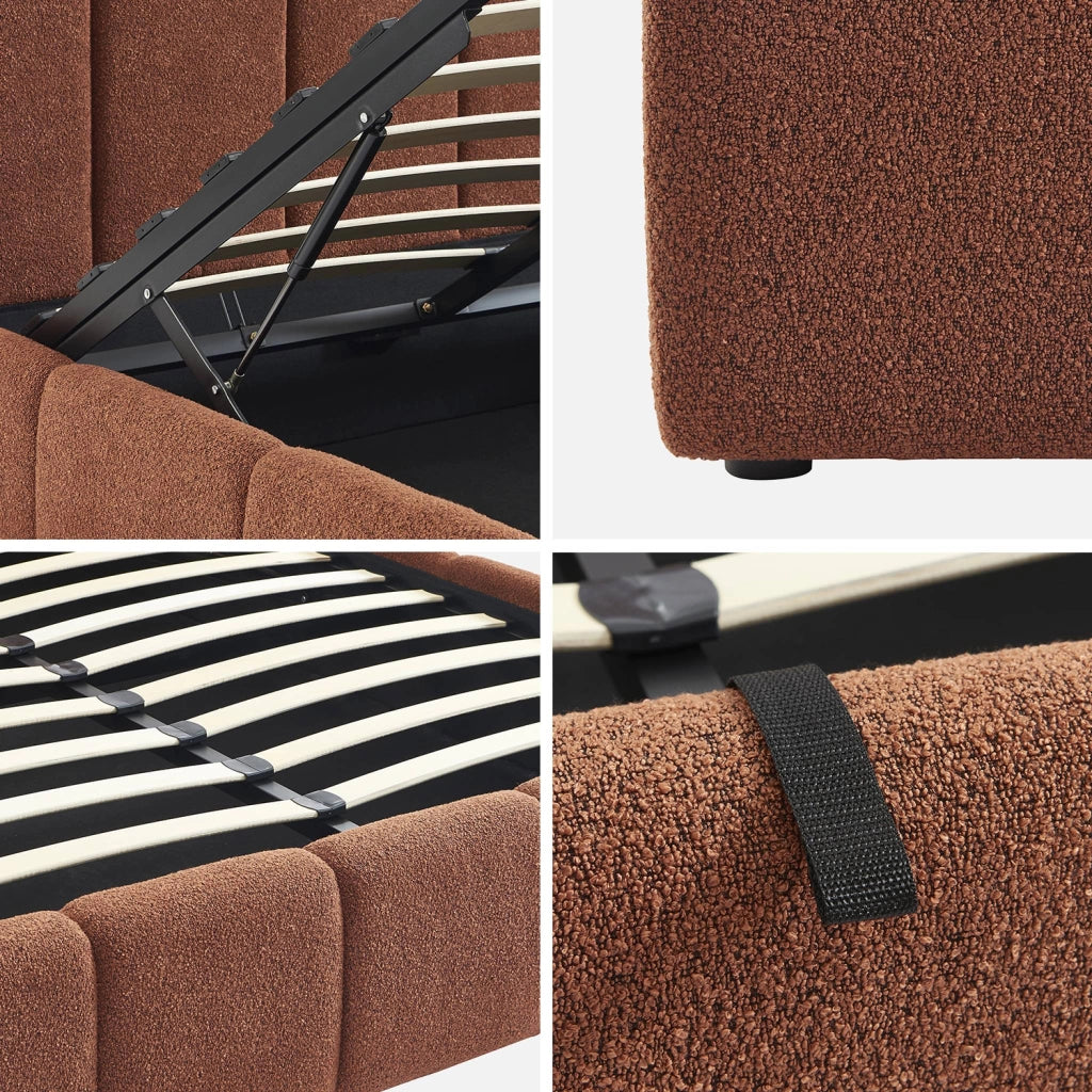 Struttura letto con contenitore e testiera 140cmx190cm, imbottita