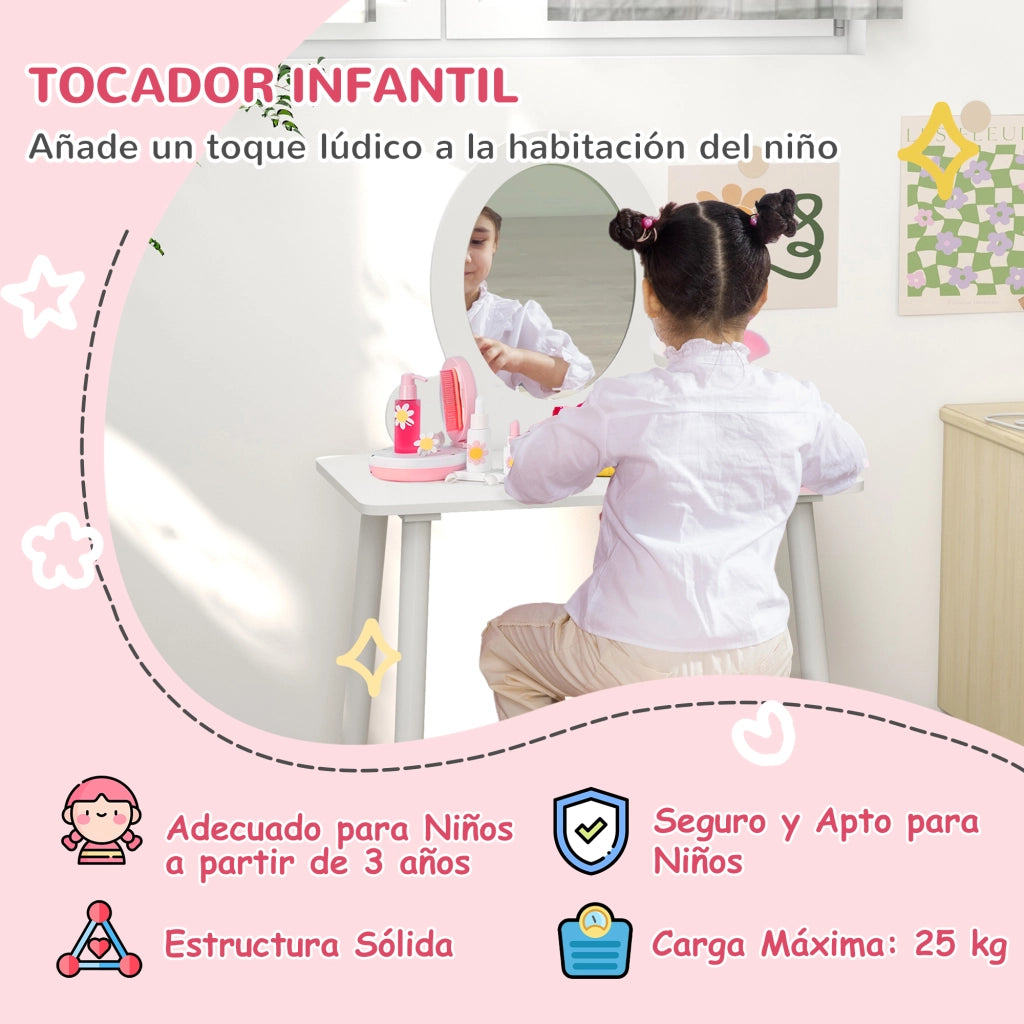 Tocador Maquillaje Infantil ¨C Minimal ¨C Bianco