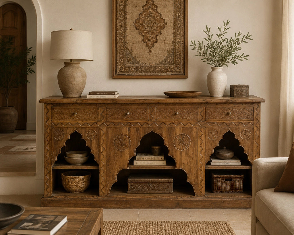 Credenza in legno fatta a mano 170x38x93h cm