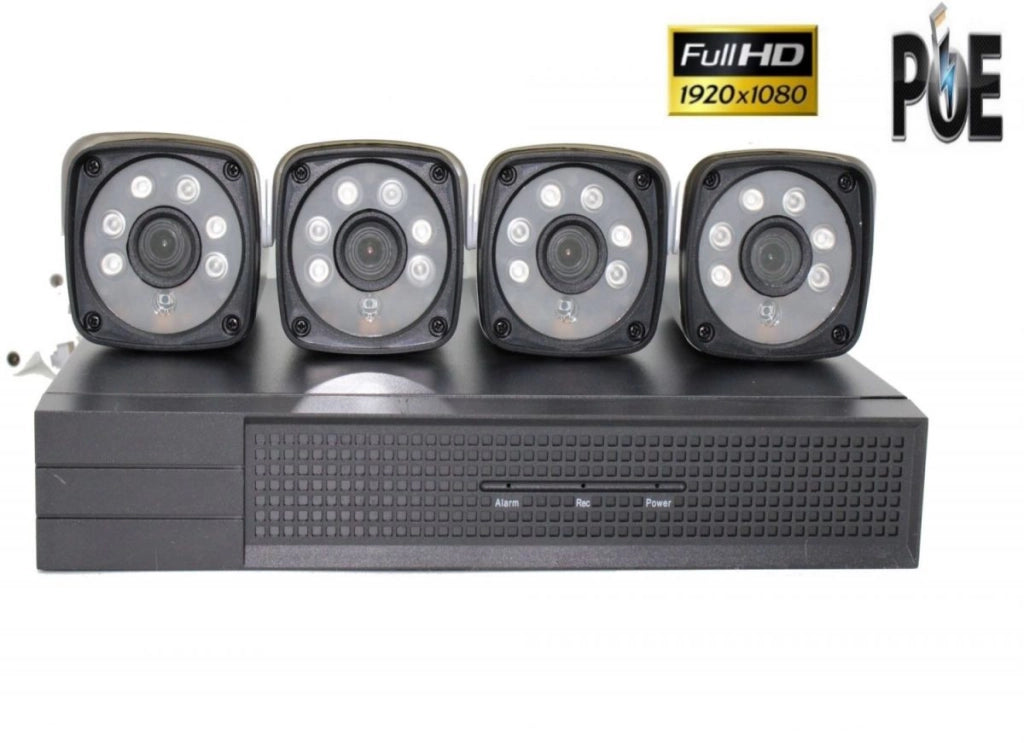 KIT VIDEOSORVEGLIANZA NVR POE 4 CANALI 4 TELECAMERE 2MPX IP POE