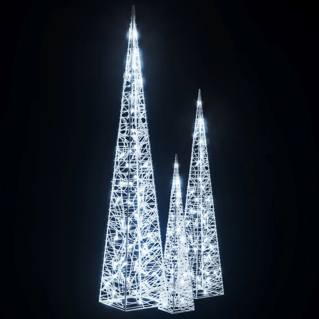 Set Coni Luce LED Acrilico Decorativo Bianco Freddo 60/90/120cm 328972