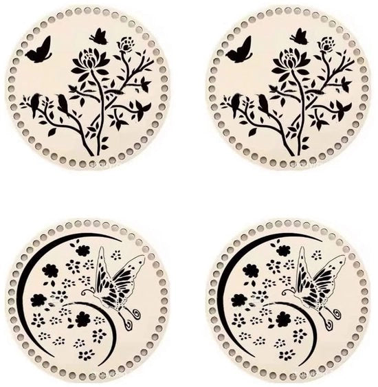 Set di 4 Mandrie in Legno per DIY con Materiale Naturale - Mandria a Maglia in Legno con Profondità 15cm
