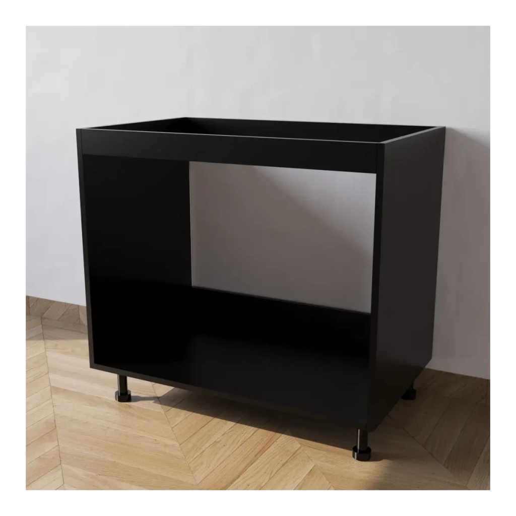 Base da lavello da incasso con Le Seguenti Misure l=90 cm p=55,5 cm h=72 cm Colore Nero con spedizione in Kit Compreso di Ante