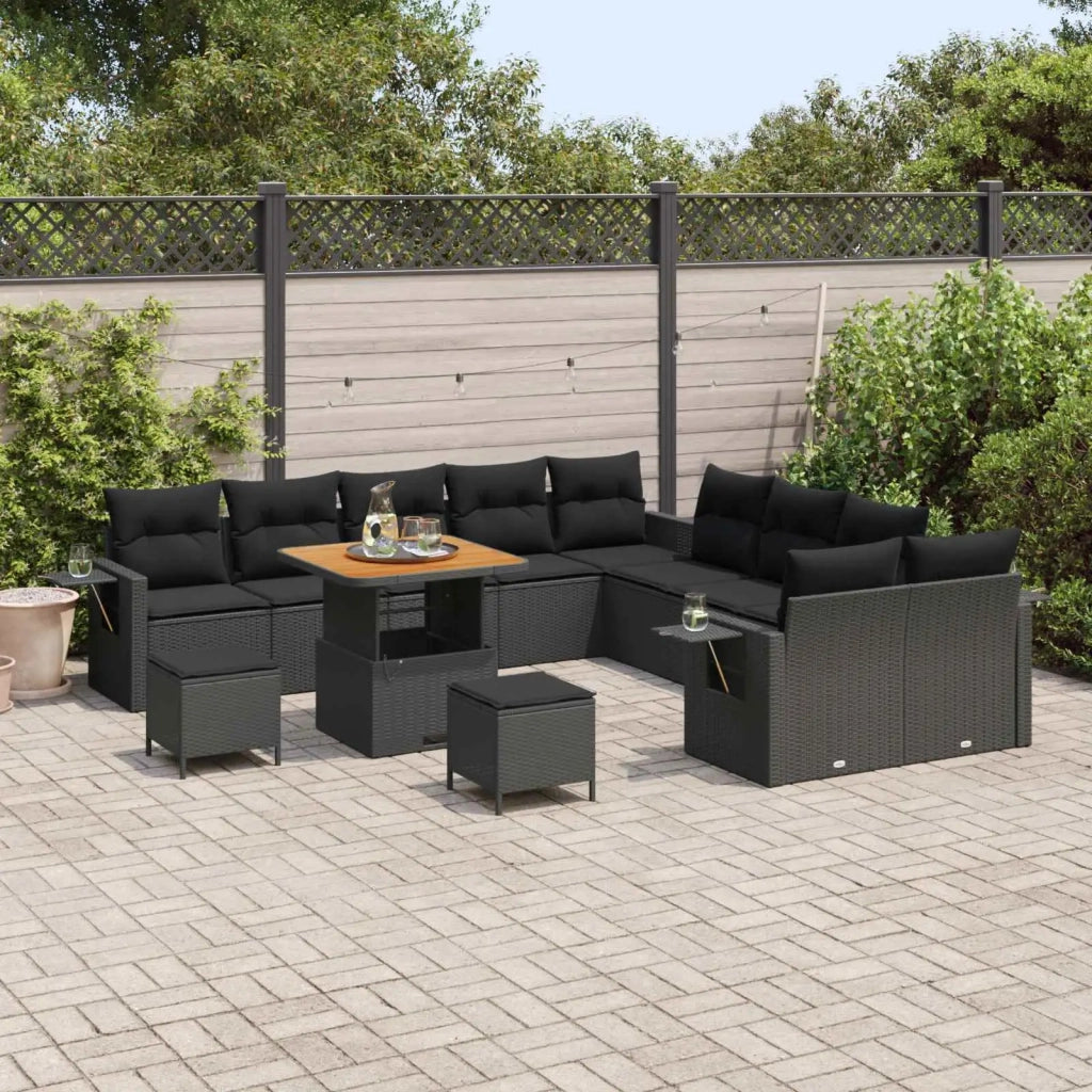 Set Divano da Giardino 13 pcs Nero polyrattan 3361799
