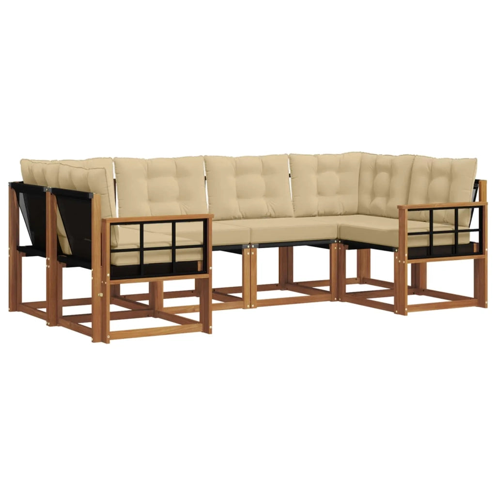 Set di divani da esterno con cuscino 6 pcs Naturale e Beige