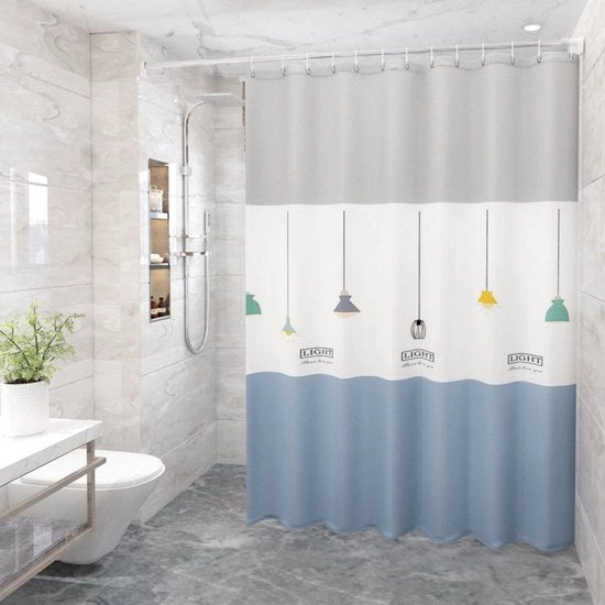 Douchegordino per Bagno da 180x180cm - Doccia con Hanger - Impermeabile e Antimuffa - con 12 Anelli per Doccia - per Doccia e Bagno