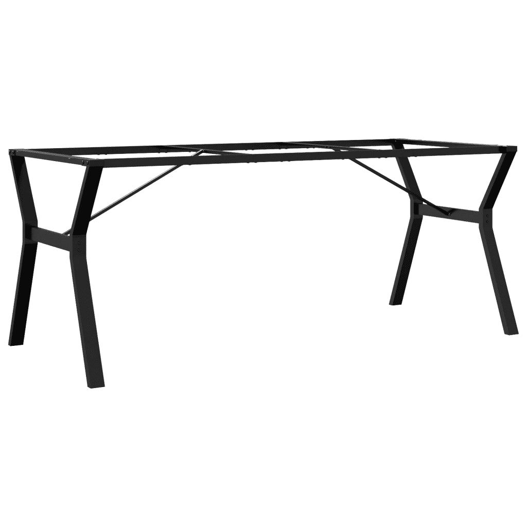 Gambe per tavolo da pranzo a Y in acciaio nero robuste e stabili in stile industriale 180 x 80 x 73 cm 02_0047264