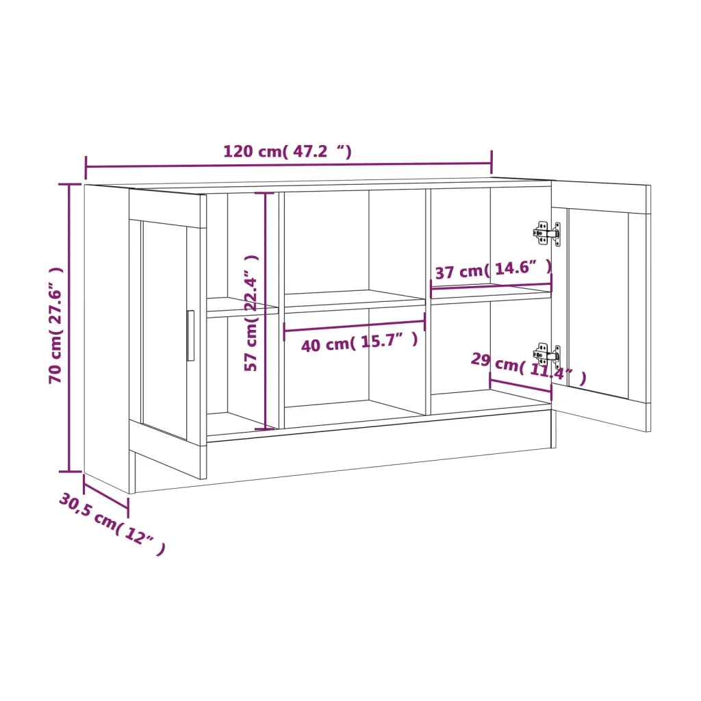 Credenza | Madia | Buffet da pranzo | Armadio da pranzo Rovere Marrone 120x30,5x70 cm in Legno Multistrato