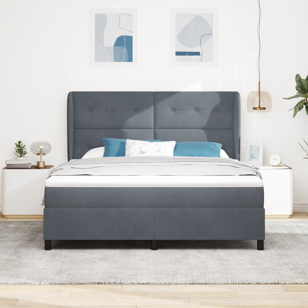 Letto a contenitore  con materasso Grigio scuro 180x200 cm Velluto