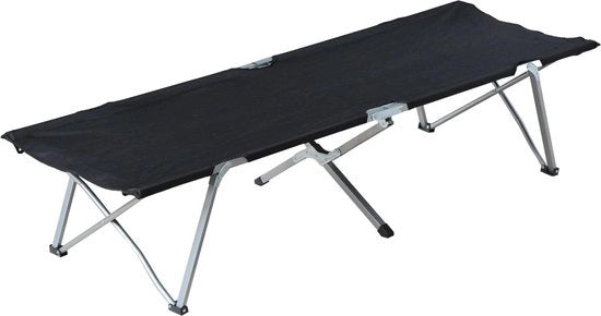 Letto da campeggio con letto pieghevole, poltrona da sole pieghevole inclusa con borsa 193x64x40cm nero/beige