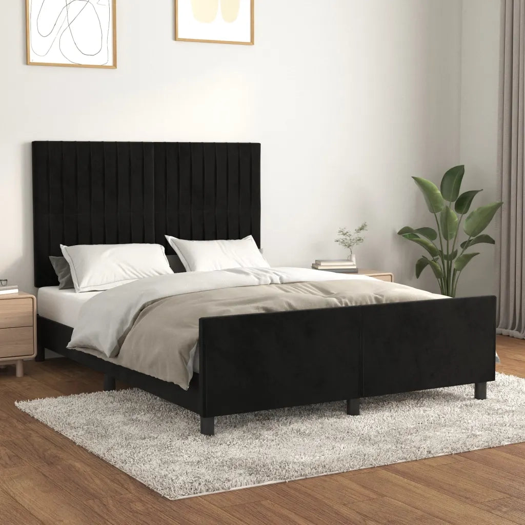 Giroletto senza Materasso-Struttura Letto Nero 140x190 cm in Velluto 745814