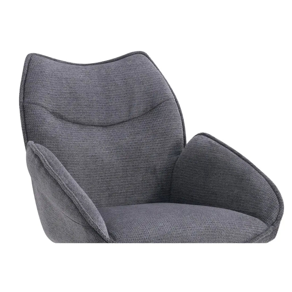 Sedia da pranzo girevole MOOREA - Tessuto grigio scuro - Piedi in metallo nero - Altezza 90 cm - Stile design/industriale