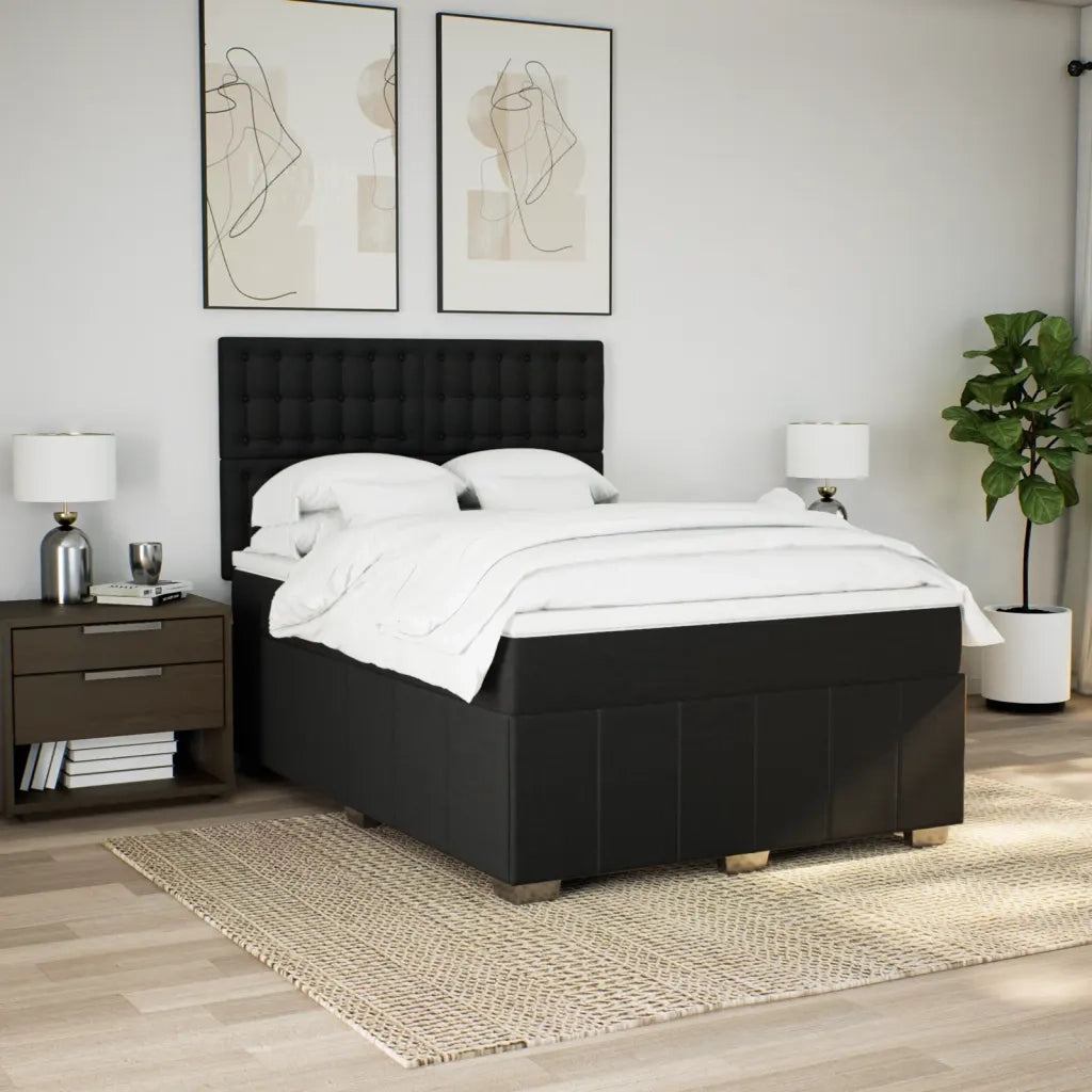 Giroletto a Molle con Materasso Nero 140x190 cm in Tessuto