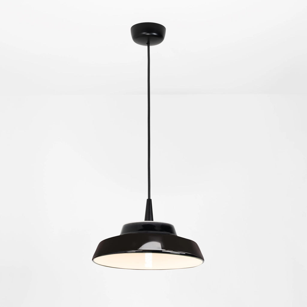 Circus Black Lampada a sospensione a LED, design moderno con diffusore in ceramica artigianale diametro 24 cm, luce calda 2700K, finitura bianca