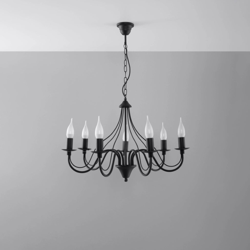 Lampadario Crimson Minerwa a 7 luci in acciaio nero E14 LED Max 10W