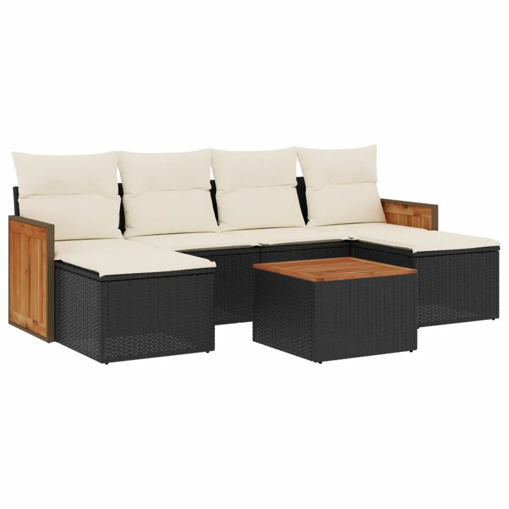 Set Divani da Giardino con Cuscini 7pz Nero Polyrattancod mxl 90837