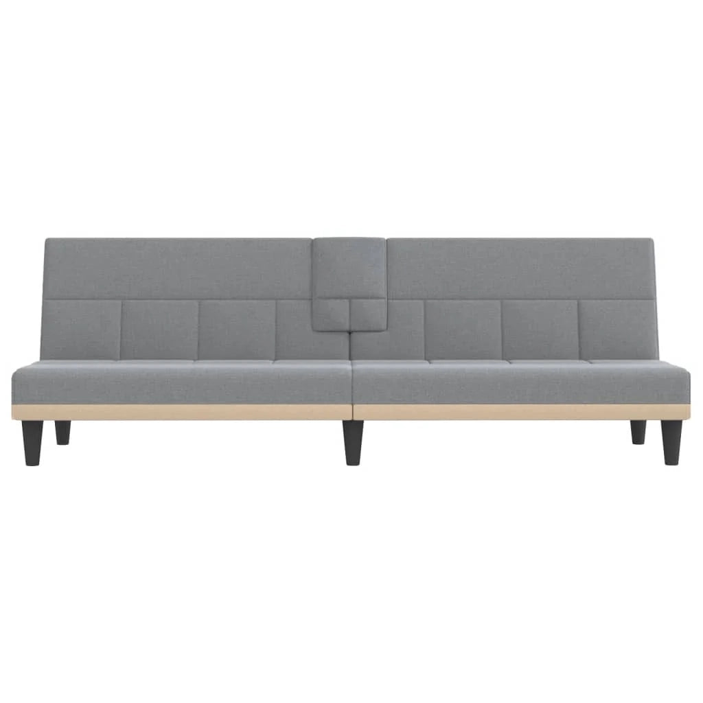 Divano letto con portabicchieri 200 x 89 x 70 cm tessuto grigio chiaro 02_0019844