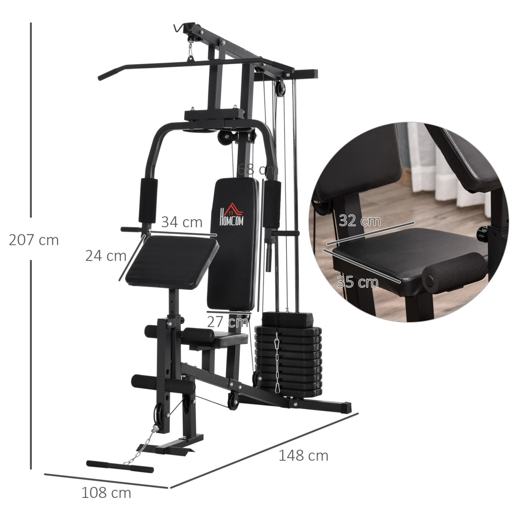EasyComfort Stazione Fitness Multifunzione per Allenamento a Casa e Professionale in Acciaio, 148x108x207 cm, Nero