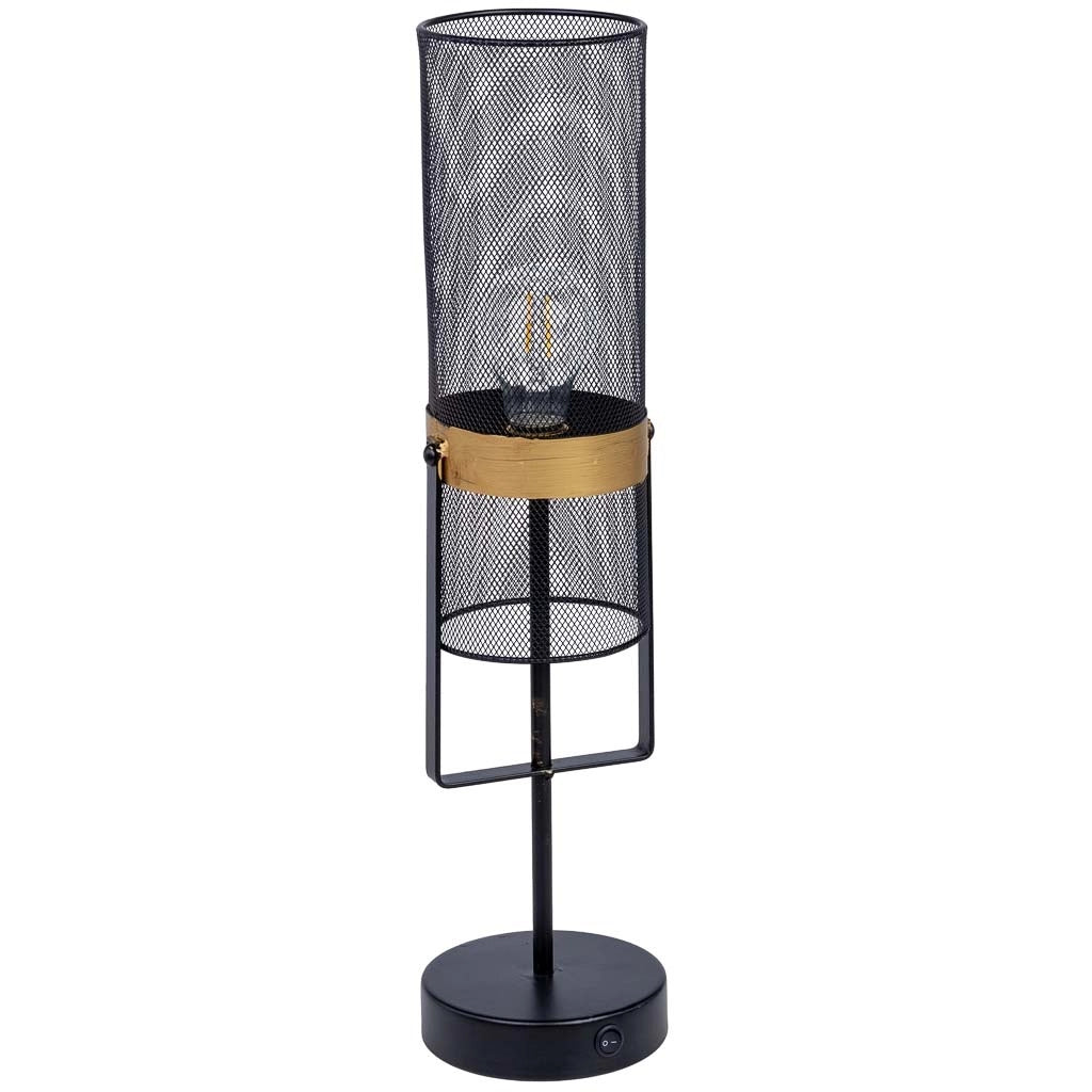 Lampada da tavolo in metallo nero con 1 faretto 12,5x12,5x51h cm