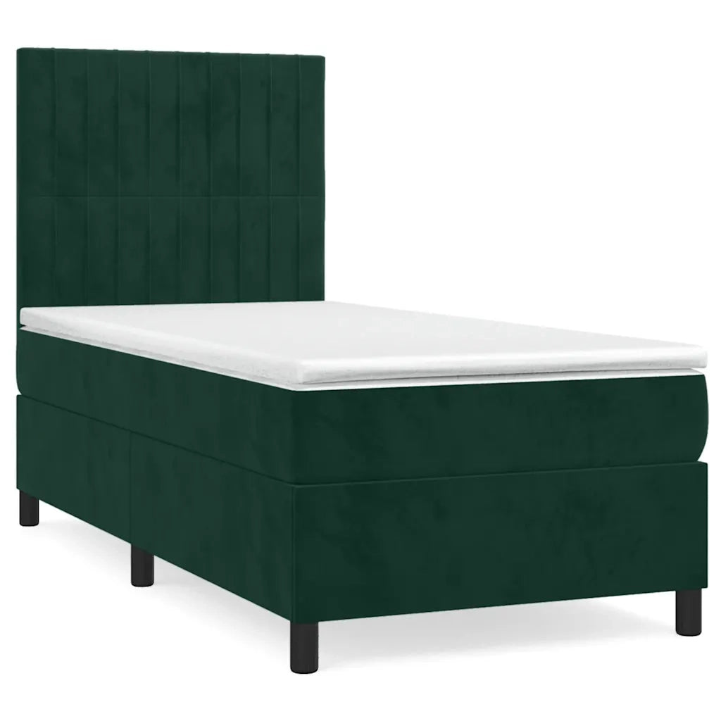 Giroletto a Molle con Materasso-Struttura Letto Verde Scuro 90x200 cm Velluto 911224