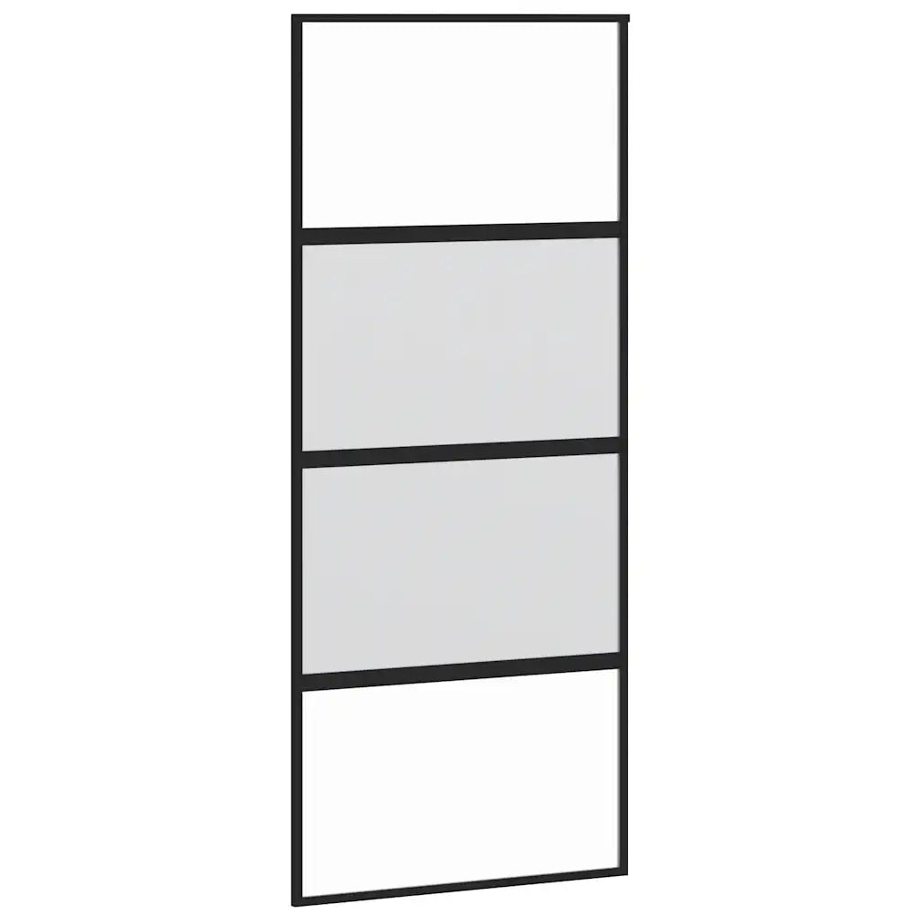 Porta Scorrevole Set Ferramenta Nera 90x205 cm Vetro Temperato