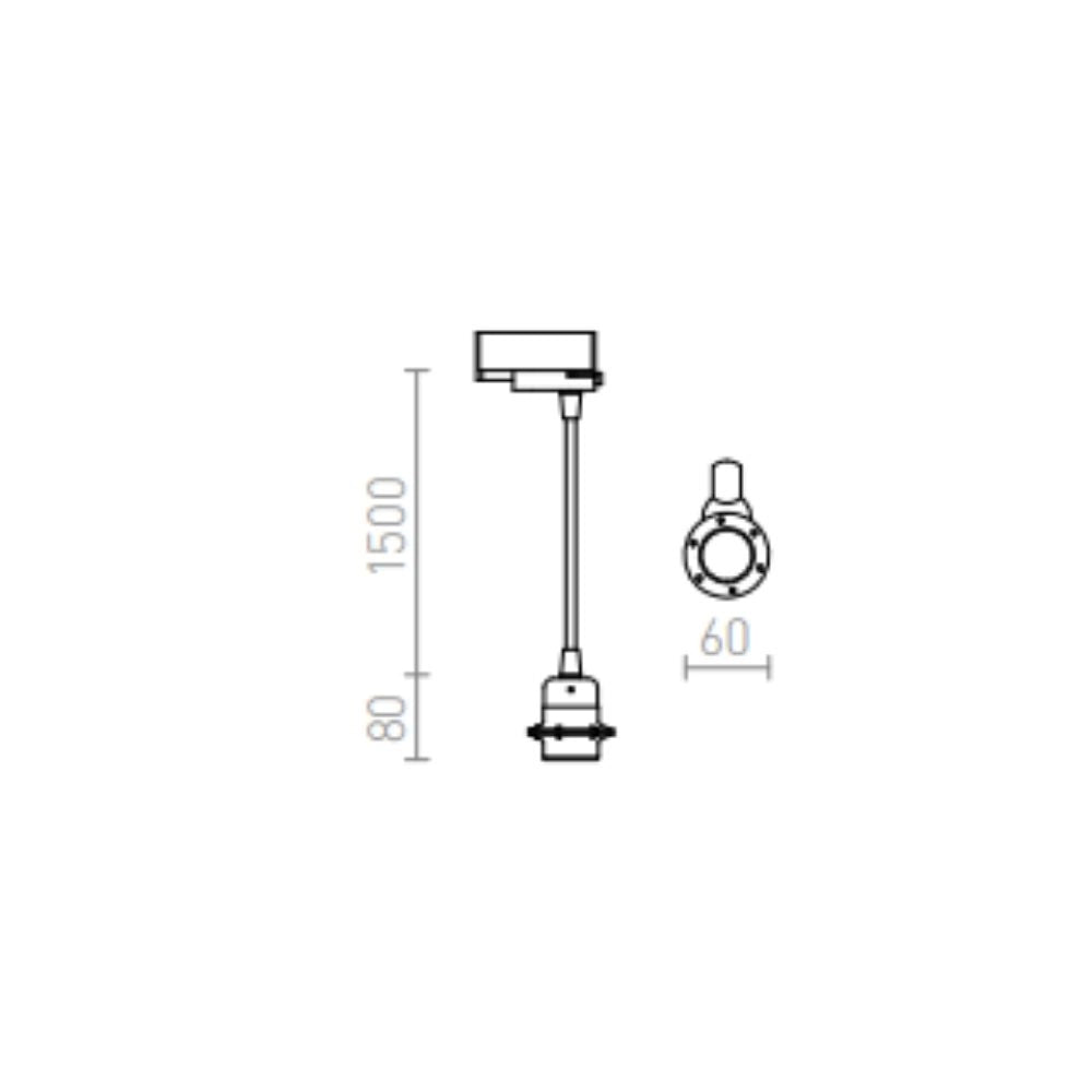 Cavo in tessuto ELISA per portalampada da soffitto a sospensione per binario trifase AB+CB/R+PC 230V E27 28W