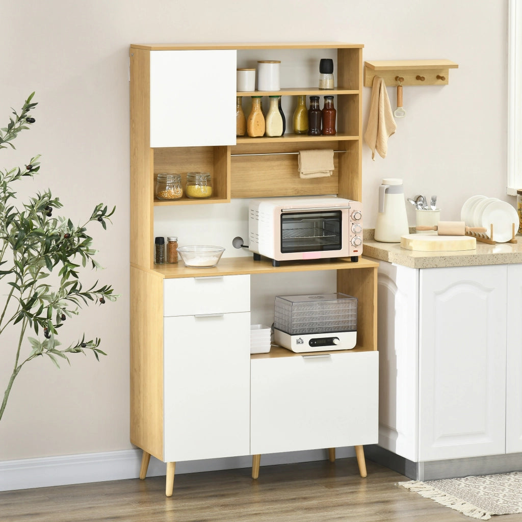 Armadio Cucina con Ante, Cassetti e Ripiani Regolabili ¨C Zephmum ¨C 93x40x180 cm