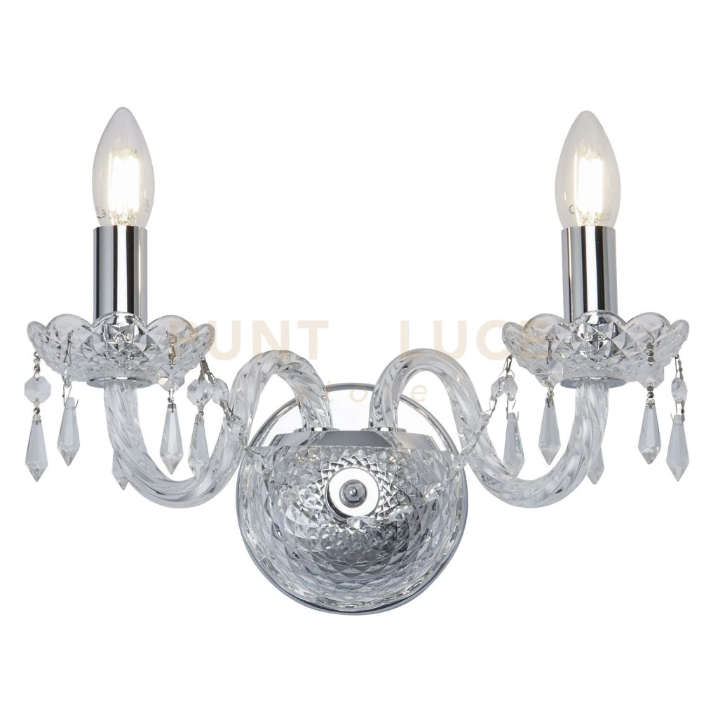 Applique Hale 2Lt - Metallo cromato e cristallo trasparente