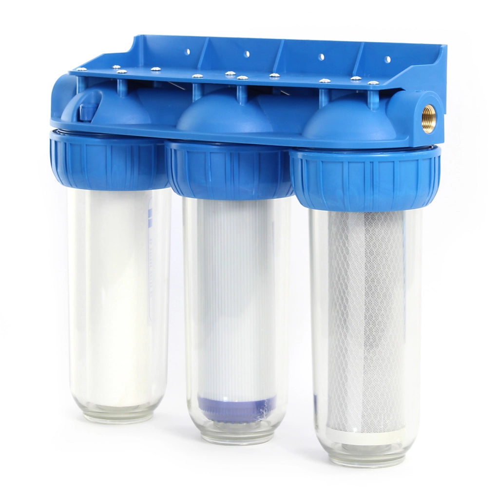 Naturewater Filtro dell'acqua a 3 livelli NW-BR10B4, con cartucce filtranti da 254 mm, attacco tubo 32,89 mm