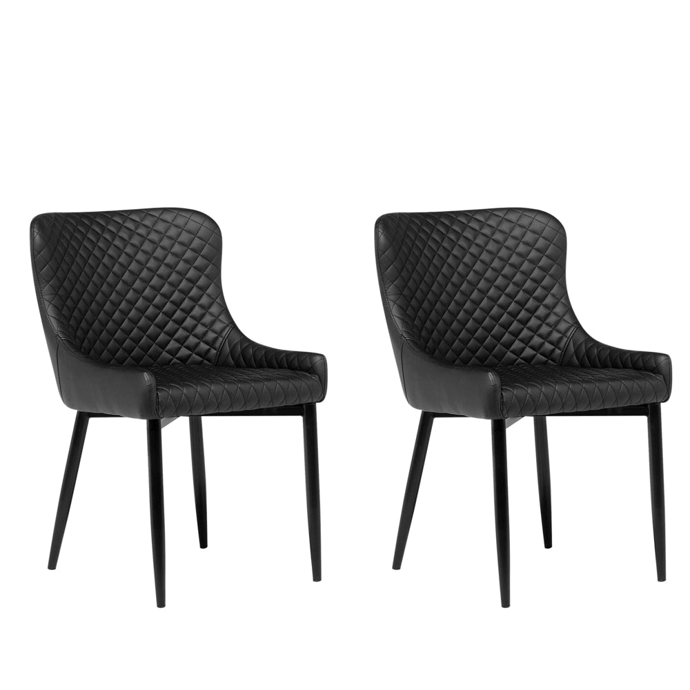Set di 2 sedie da pranzo con rivestimento in ecopelle nera stile eclettico glamour
