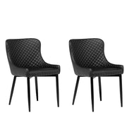 Set di 2 sedie da pranzo con rivestimento in ecopelle nera stile eclettico glamour