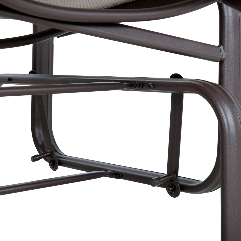 Panca a dondolo da giardino con struttura in alluminio marrone per esterni a 2 posti