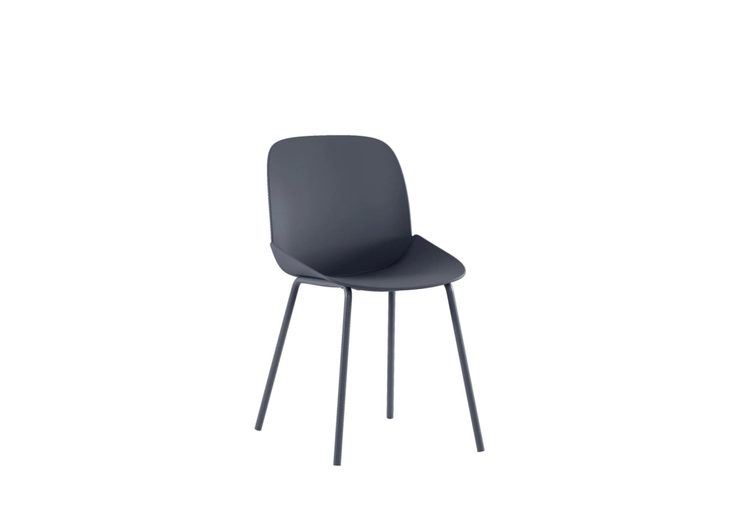 Sedia Eva Design Moderno in Polipropilene Grigio Scuro con Gambe in Metallo - Struttura Robusta per Interni ed Esterni - Alta Qualità