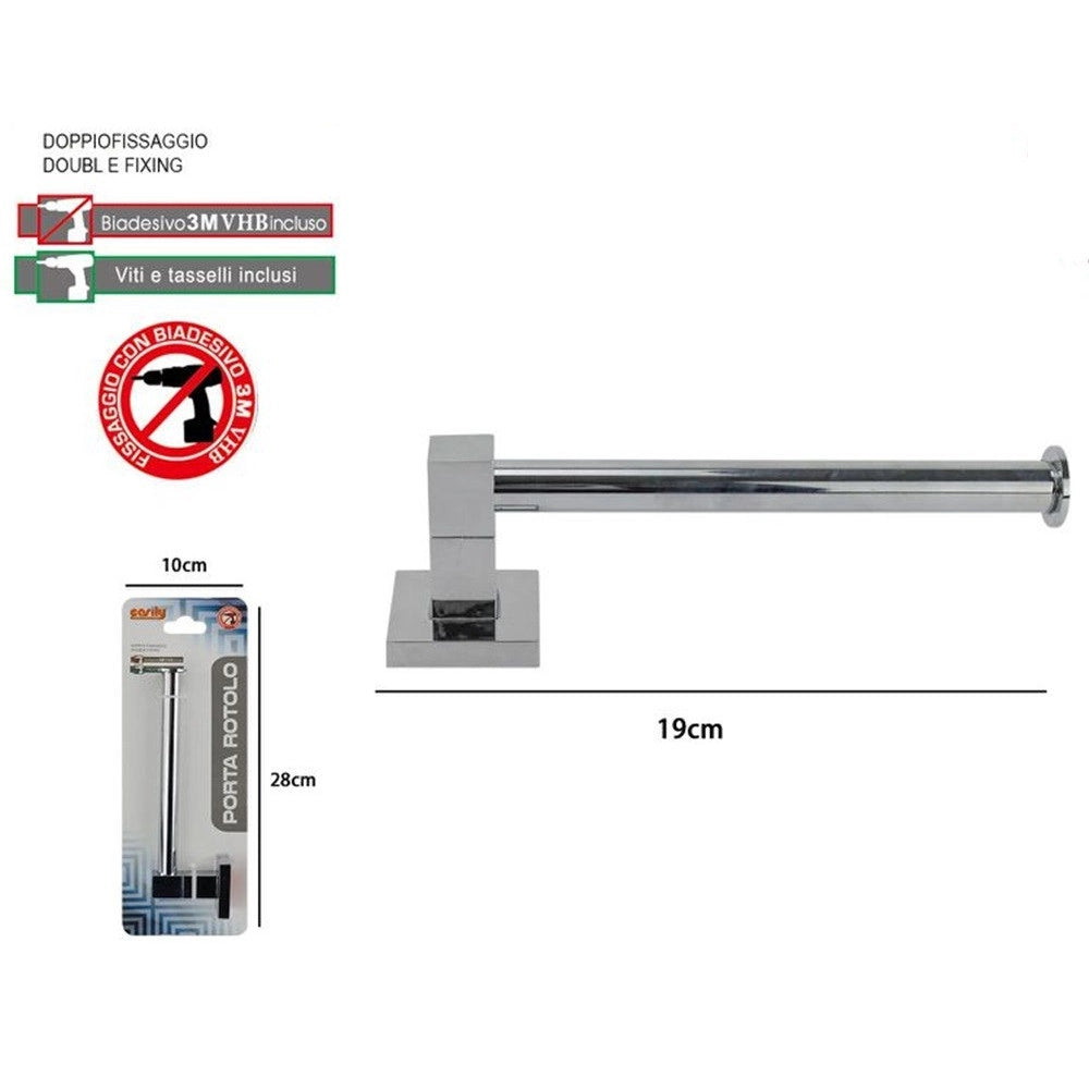 Trade Shop - Porta Rotolo Carta Igienica Da Muro Acciaio Fissaggio Con O Senza Viti Arredo Bagno 59181 -
