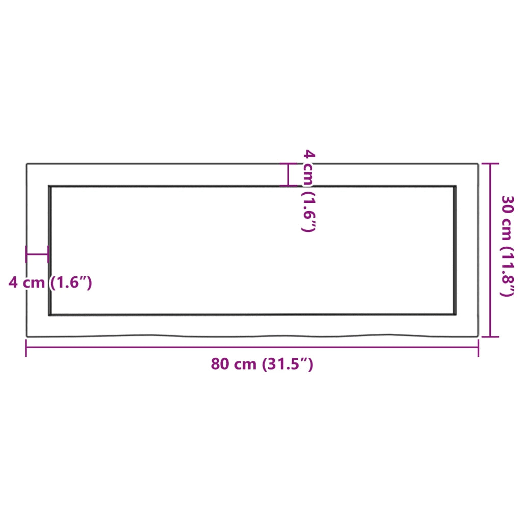 Ripiano Muro | Scaffale a Parete | Mensole Parete Marrone 80x30x(2-4) cm Massello Rovere Trattato