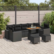 Set Divano da Giardino con cuscino 13 pcs Nero polyrattan