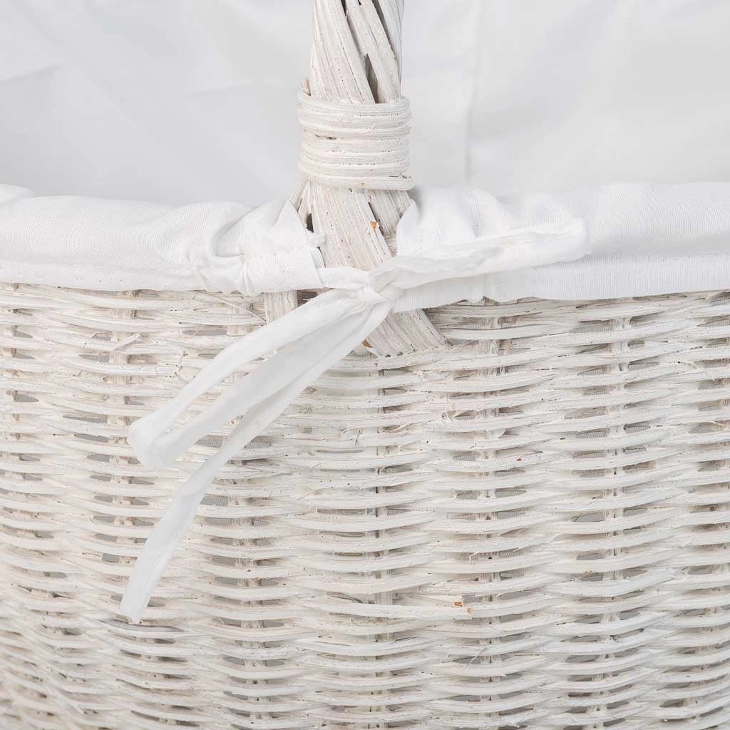 Cestino tondo in midollo con fodera bianca 34x34x16-37h