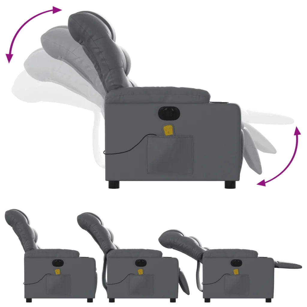Divano Sedia-Poltrona Massaggiante Elettrica Reclinabile Grigio Similpelle 888989